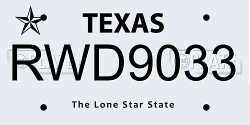 RWD9033 Texas License Plate
