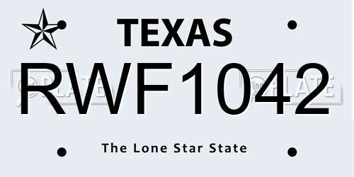 RWF1042 Texas License Plate