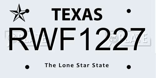 RWF1227 Texas License Plate