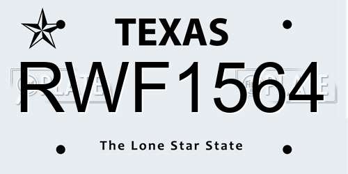 RWF1564 Texas License Plate
