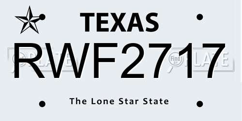 RWF2717 Texas License Plate