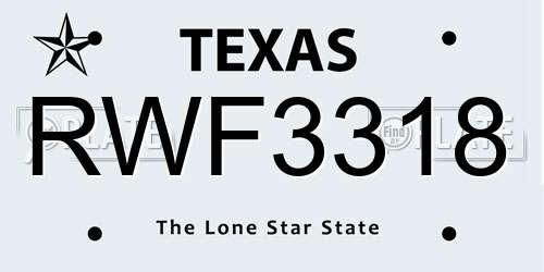 RWF3318 Texas License Plate