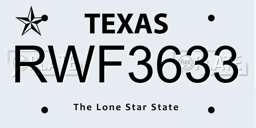 RWF3633 Texas License Plate