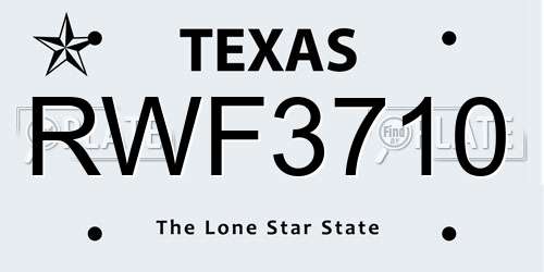 RWF3710 Texas License Plate