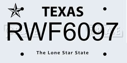 RWF6097 Texas License Plate