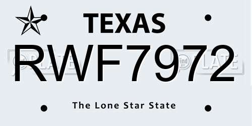 RWF7972 Texas License Plate