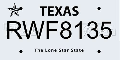RWF8135 Texas License Plate