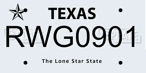 RWG0901 Texas License Plate