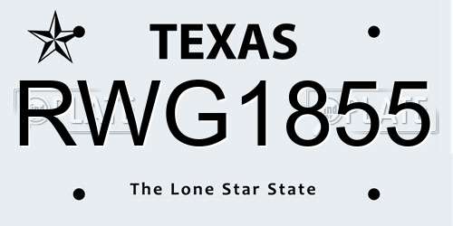 RWG1855 Texas License Plate
