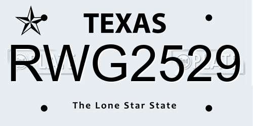 RWG2529 Texas License Plate