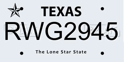 RWG2945 Texas License Plate