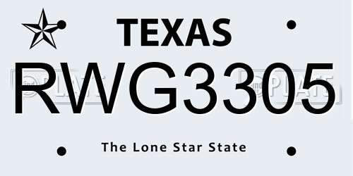 RWG3305 Texas License Plate