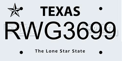 RWG3699 Texas License Plate