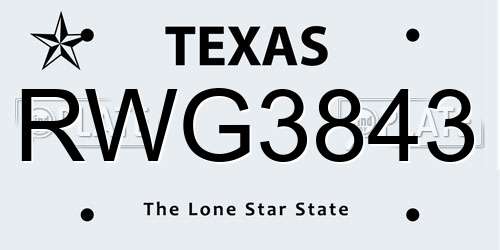 RWG3843 Texas License Plate