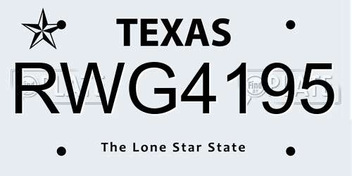 RWG4195 Texas License Plate