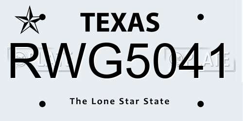 RWG5041 Texas License Plate