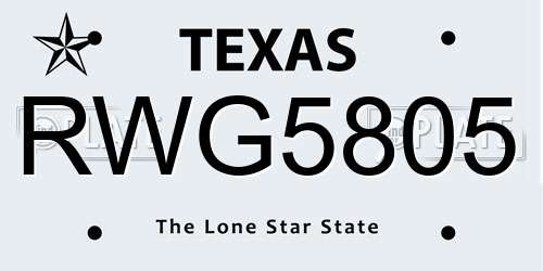 RWG5805 Texas License Plate