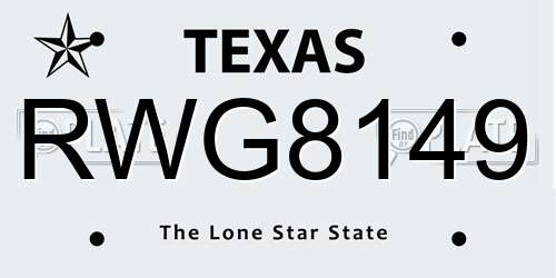 RWG8149 Texas License Plate