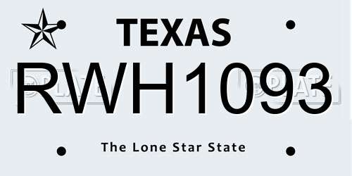 RWH1093 Texas License Plate