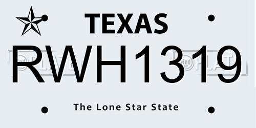 RWH1319 Texas License Plate