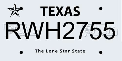RWH2755 Texas License Plate