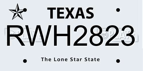 RWH2823 Texas License Plate