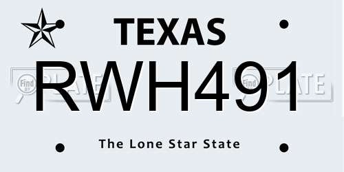 RWH491 Texas License Plate