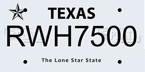 RWH7500 Texas License Plate