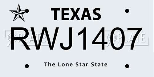 RWJ1407 Texas License Plate