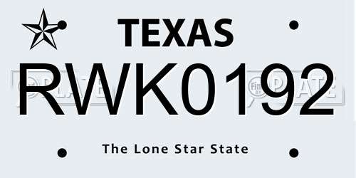 RWK0192 Texas License Plate