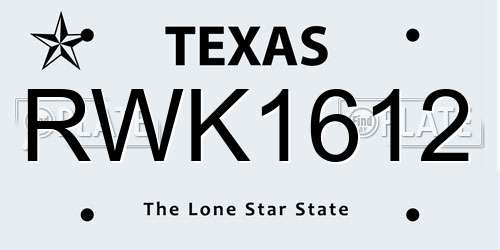 RWK1612 Texas License Plate