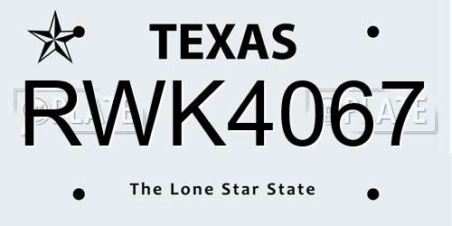 RWK4067 Texas License Plate