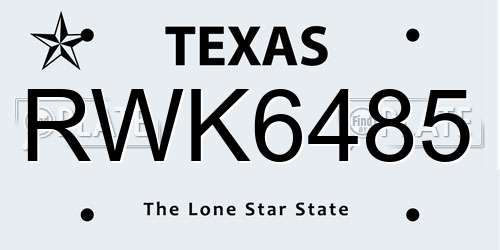 RWK6485 Texas License Plate