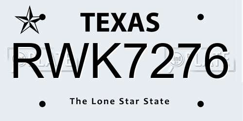 RWK7276 Texas License Plate