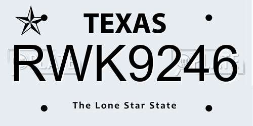 RWK9246 Texas License Plate