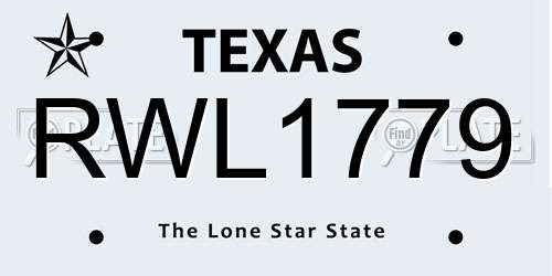 RWL1779 Texas License Plate