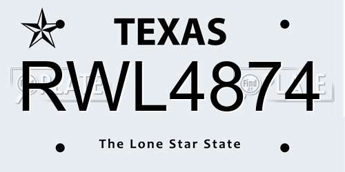 RWL4874 Texas License Plate