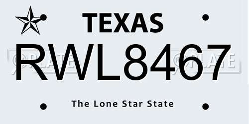 RWL8467 Texas License Plate