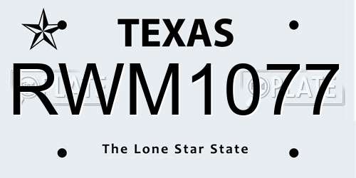 RWM1077 Texas License Plate