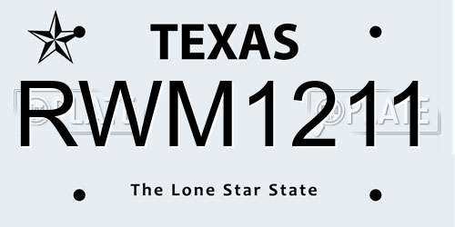 RWM1211 Texas License Plate