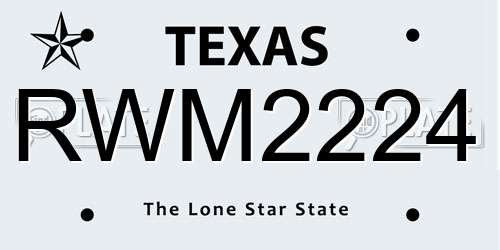 RWM2224 Texas License Plate