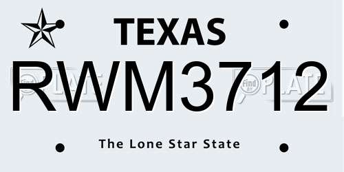 RWM3712 Texas License Plate