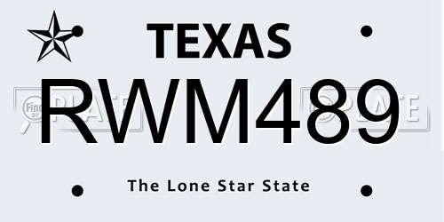 RWM489 Texas License Plate