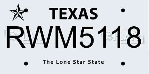 RWM5118 Texas License Plate