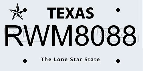 RWM8088 Texas License Plate