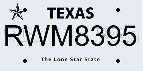 RWM8395 Texas License Plate