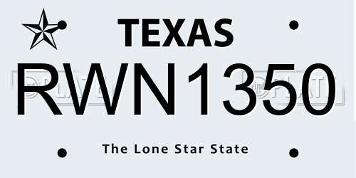 RWN1350 Texas License Plate