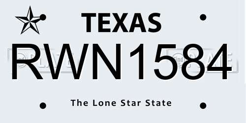 RWN1584 Texas License Plate