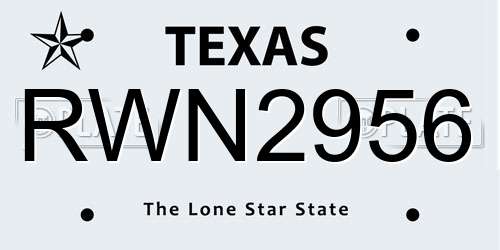 RWN2956 Texas License Plate