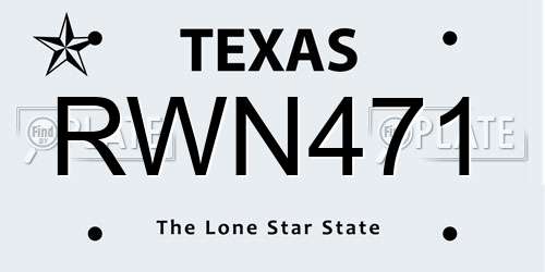 RWN471 Texas License Plate